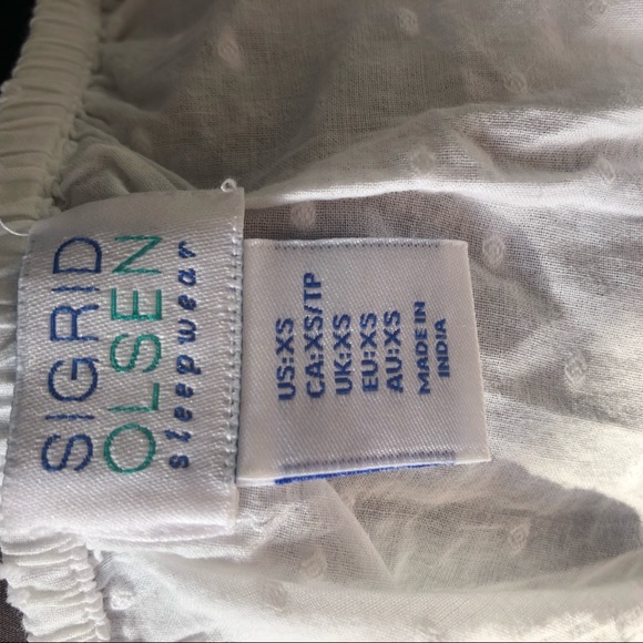 3 for $20❤️Sigrid Olsen Sleepwear White Pajama Top Embroidered 100% Cotton XS - Picture 5 of 7